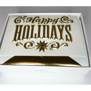 Hallmark Signature Lux Christmas Cards Happy Holidays Cream with Gold Foil 12 ct